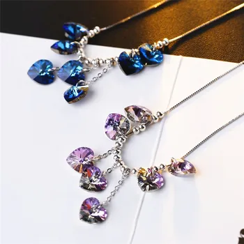

SWAN JEWELRY Fashion Luxury Crystal Necklace Elegance Heart Pendant Necklace Women Girls Wedding Accessories Handmade DIY Gifts