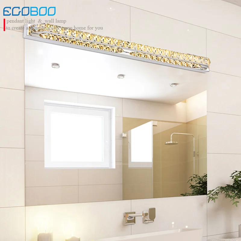 EGOBOO LIGHTING 26W super long 100cm LED lamp 220v for bathroom transparent mirror lighting Fixtures Champagne&write crystal