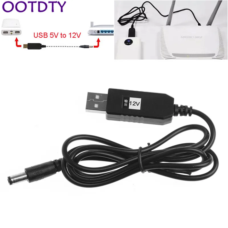 USB DC 5 V إلى DC 12 V 2.1x5.5 مللي متر الذكور خطوة متابعة تحويل كابل محول لل راوتر