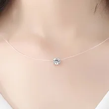 Linha De Pesca transparente Invisível Feminino Cadeia de Moda Colar de Strass Zircão Pingente Gargantilha Collier Femme Mulheres Presente(China)