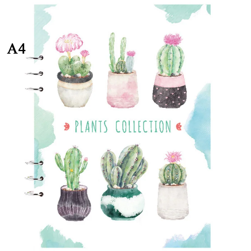 cactus random A4 жесткий корпус Съемная тетрадь для записей жесткий-нарисованная картина книга с отрывными листами студент художественной росписи Профессиональный чистая тетрадь для записей - Цвет: cactus random
