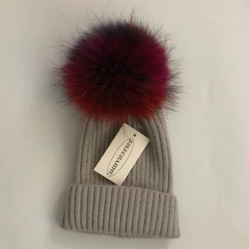 Повседневные помпоны из натурального Лисьего меха и норки, 15 см, Skullies Beanies, шапки для женщин и девушек, зимние шерстяные теплые шапки Skullies Beanies, шапки, Новые шапки