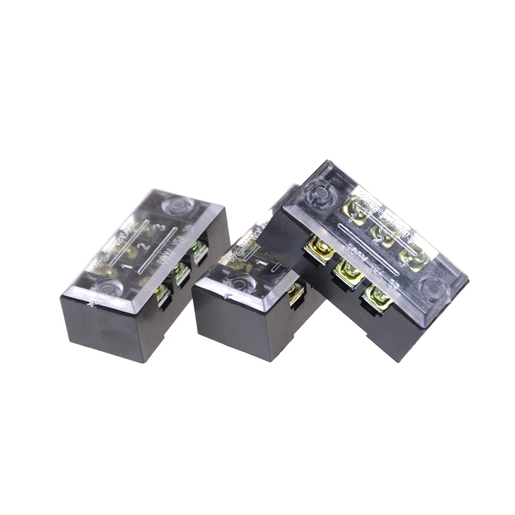 

3pcs/lot Dual Row 3 Position Screw Terminal Block Strip 600V 15A w Cover TB-1503 New Barrier Terminal Block