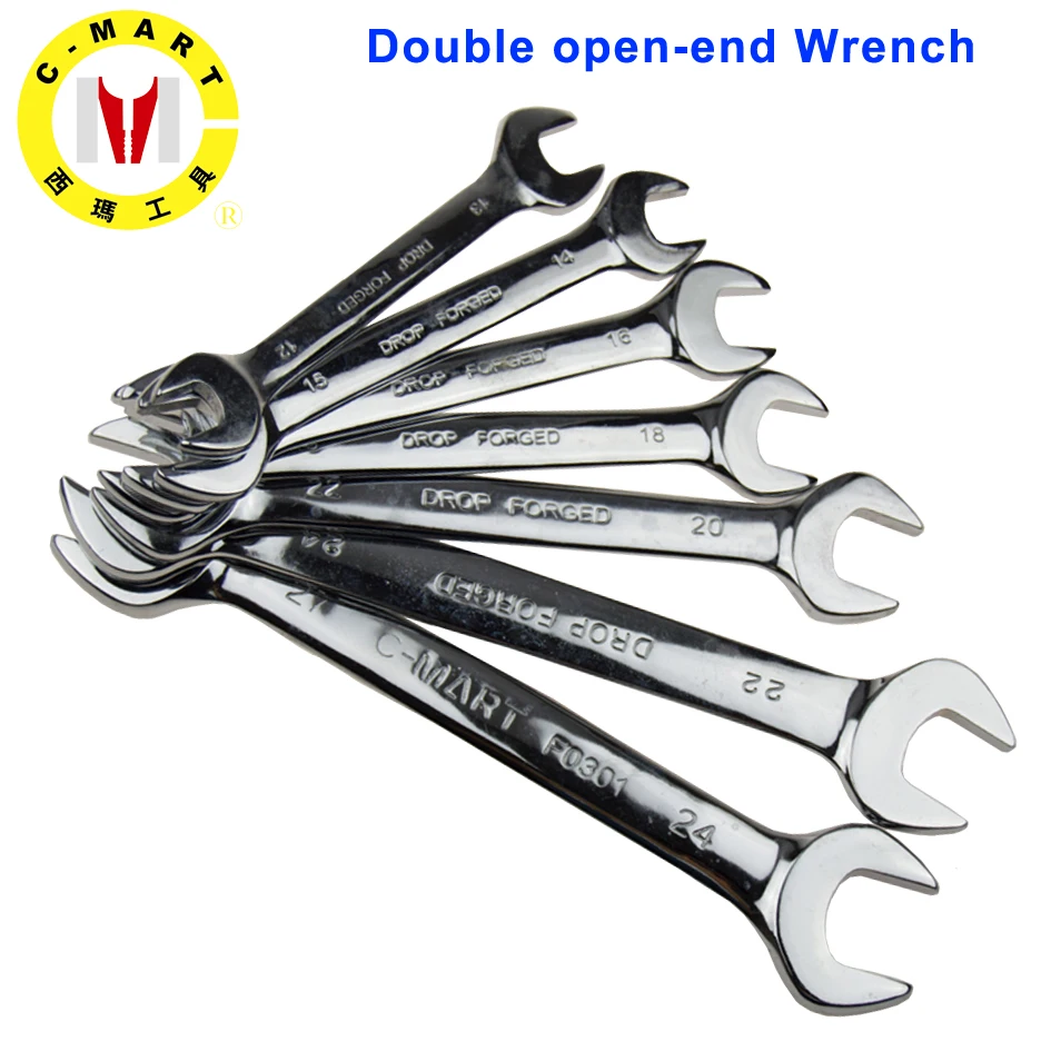 

C-MART Tools Double Open End Wrench Double Headed Spanner Multi-Function High Carbon Steel Wrench for Drive Shaft