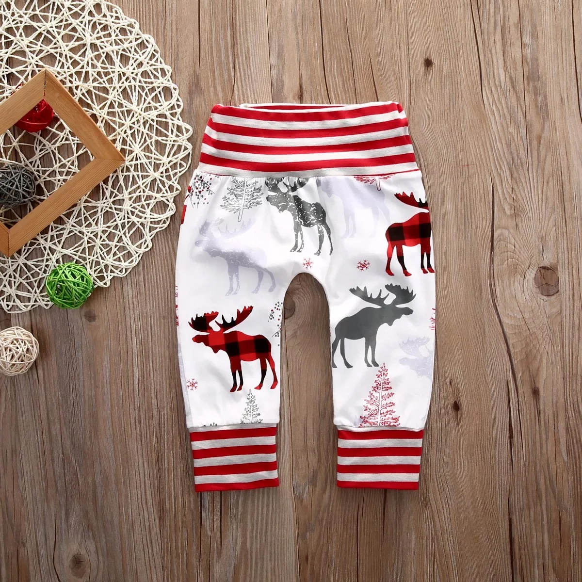 Emmaaby/Рождественские одинаковые штаны для всей семьи; брюки для женщин и детей; рождественские лосины с оленем