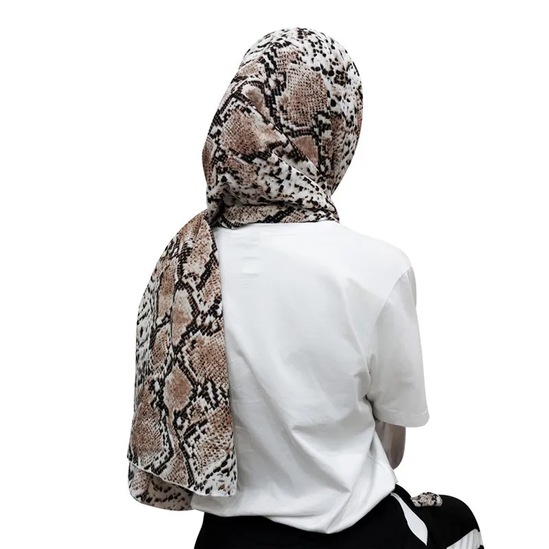Мусульманский Хиджаб змеиная кожа платок шарф из полиэстера принт высокое качество осень зима Исламская основа длинная шаль
