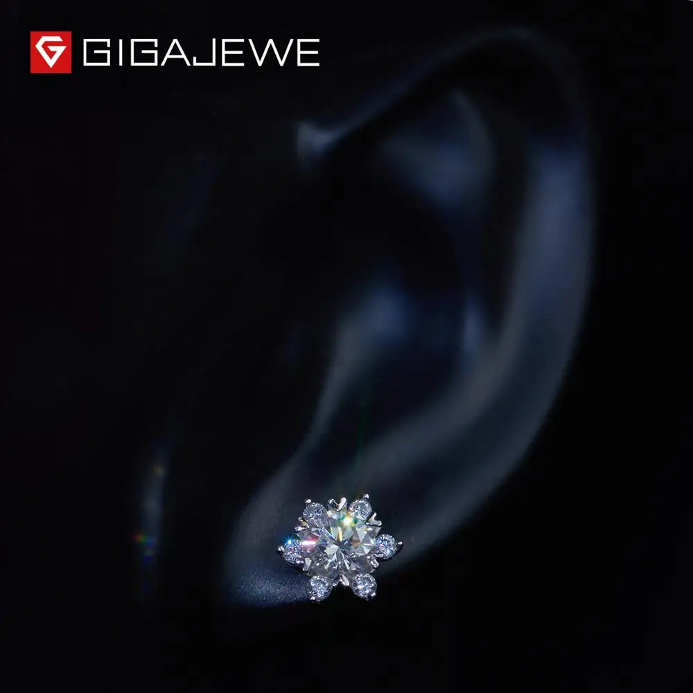 GIGAJEWE всего 1.6ct EF VVS Алмазный тест прошел Moissanite Белое золото покрытое 925 серебро