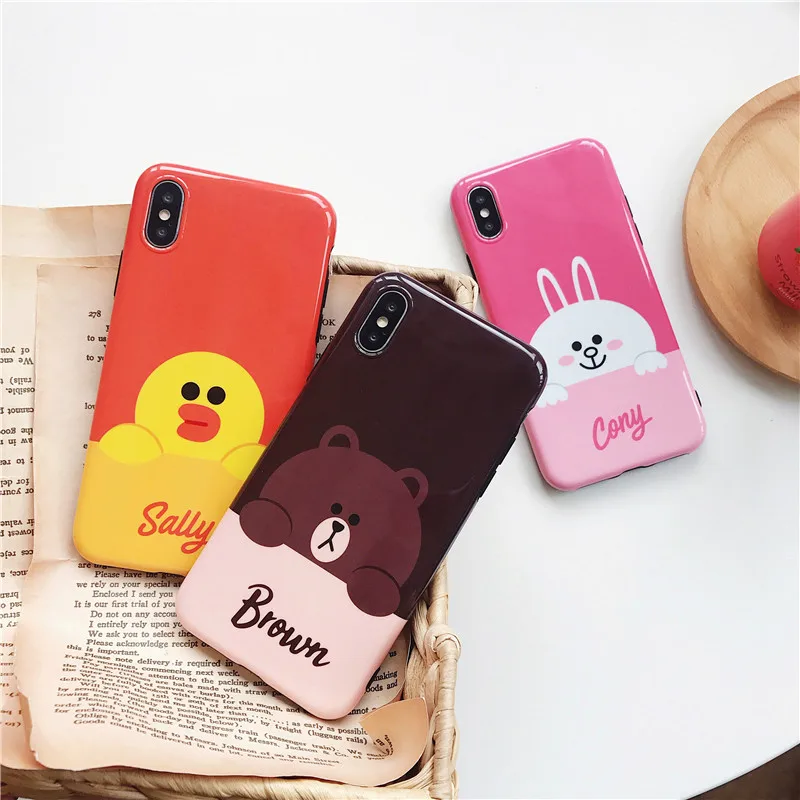 

phone case for iphoneXS XR XSMAX 6 6s 7 8 plus XS MAX cover cases Cute Cartoon BROWN Bears SALLY duck funny rabbit soft coque