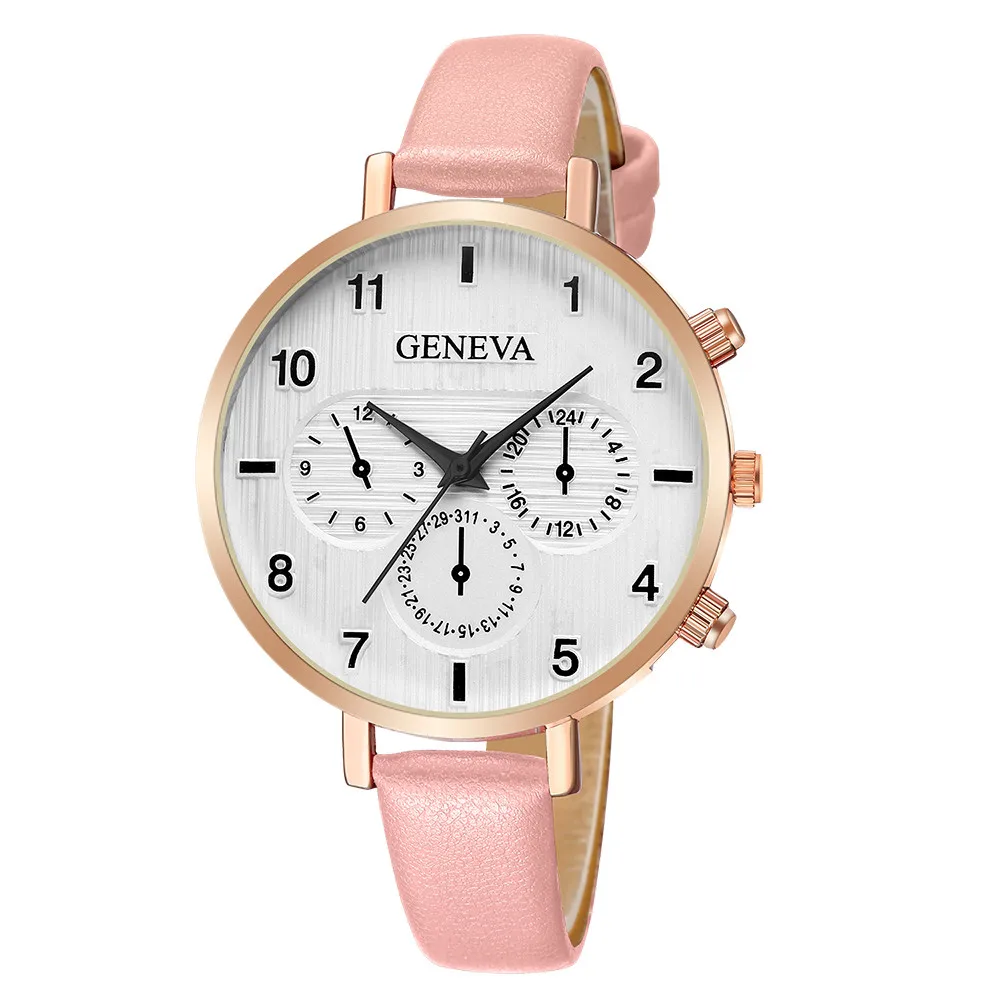 Красивые модные простые часы дамы кожаный ремень часы для подарка мода простой ремень женские часы кварцевые часы