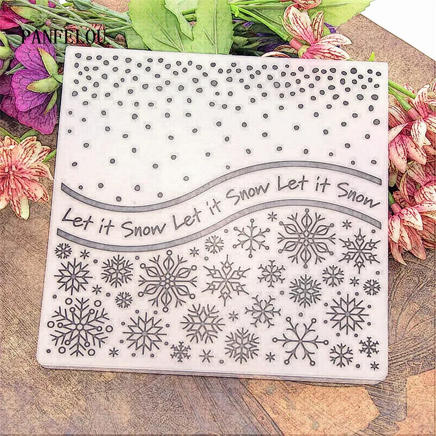 PANFELOU let it snow card leaf папки для Тиснения пластиковые для скрапбукинга DIY шаблон помадка торт фотоальбом