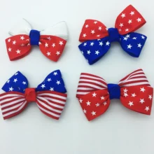 2 PCS /LOT 4th of July Red White Blue American Flag Hair Bow Stars Stripes Ribbon цена 2 PCS /LOT 4th of July Red White Blue American Flag Hair Bow Stars Stripes Ribbon цены онлайн