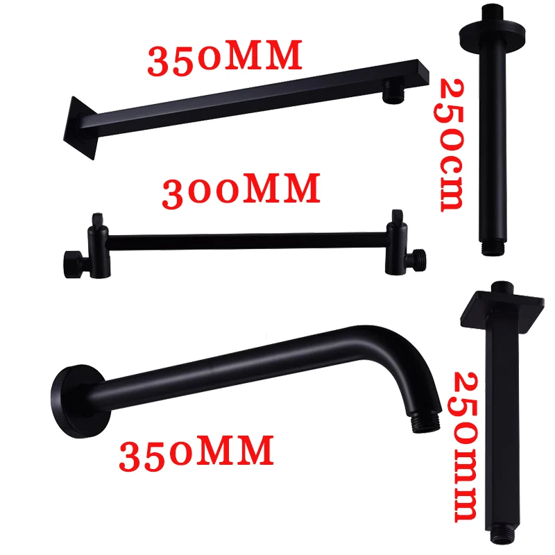 Redondo e Quadrado Braço de Chuveiro Multi estilo de Montagem na Parede Parede de Montagem Suporte de Chuveiro de Bronze Extensão do Braço Preto de Montagem no Teto Dobrável Telescópica