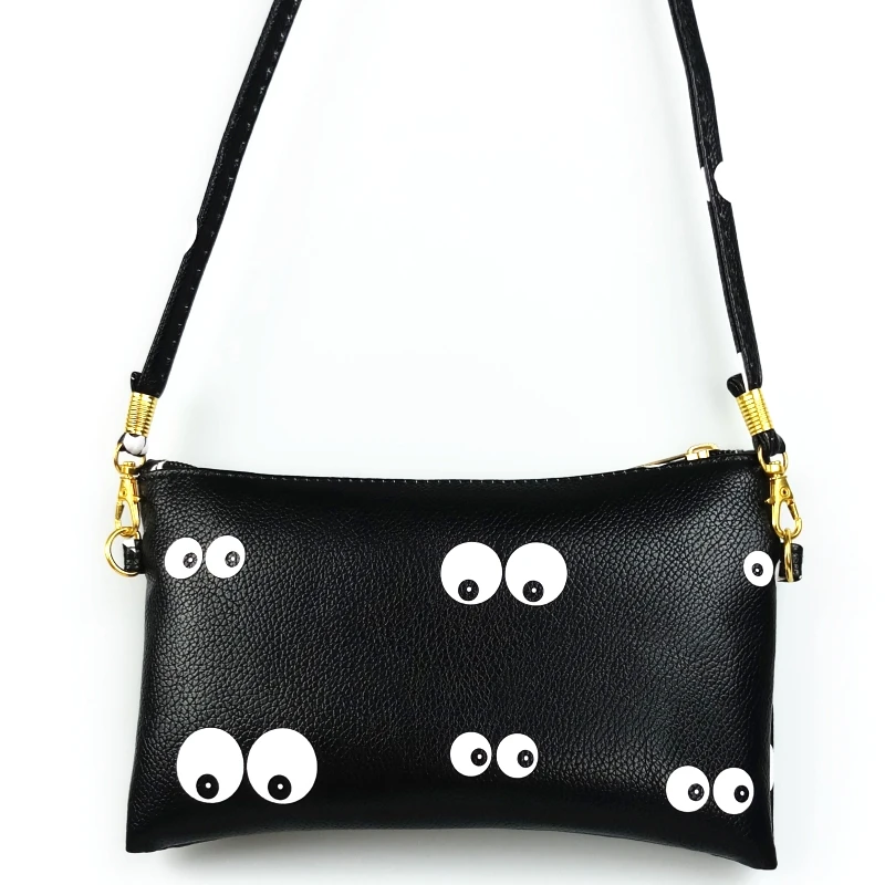 

New Fashion Funny Women Black Handbags Coin Purse Hand Bag Girls Pu Leather Small Long Designer Shoulder Messenger Crossbody