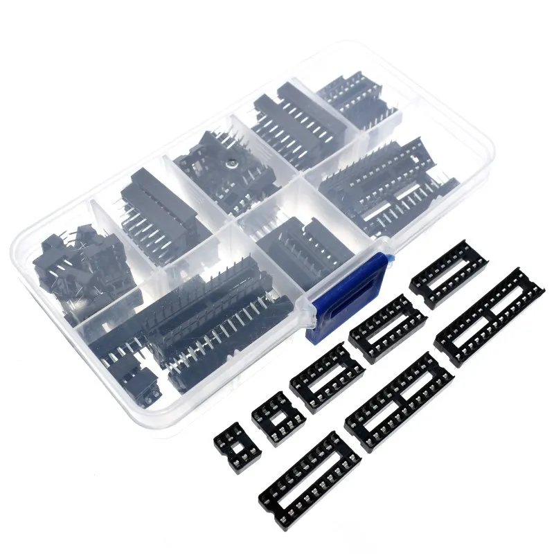 

66PCS/Lot DIP IC Sockets Adaptor Solder Type Socket Kit 6 8 14 16 18 20 24 28 Pin DIP-8 16-Pins DIP8 DIP16 IC Connector