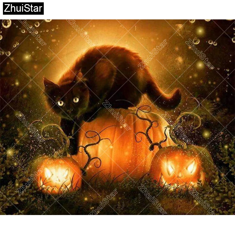 

Full Square Drill 5D DIY Diamond Painting "Halloween cat" 3D Embroidery Cross Stitch Mosaic Rhinestone Home Decor XSH