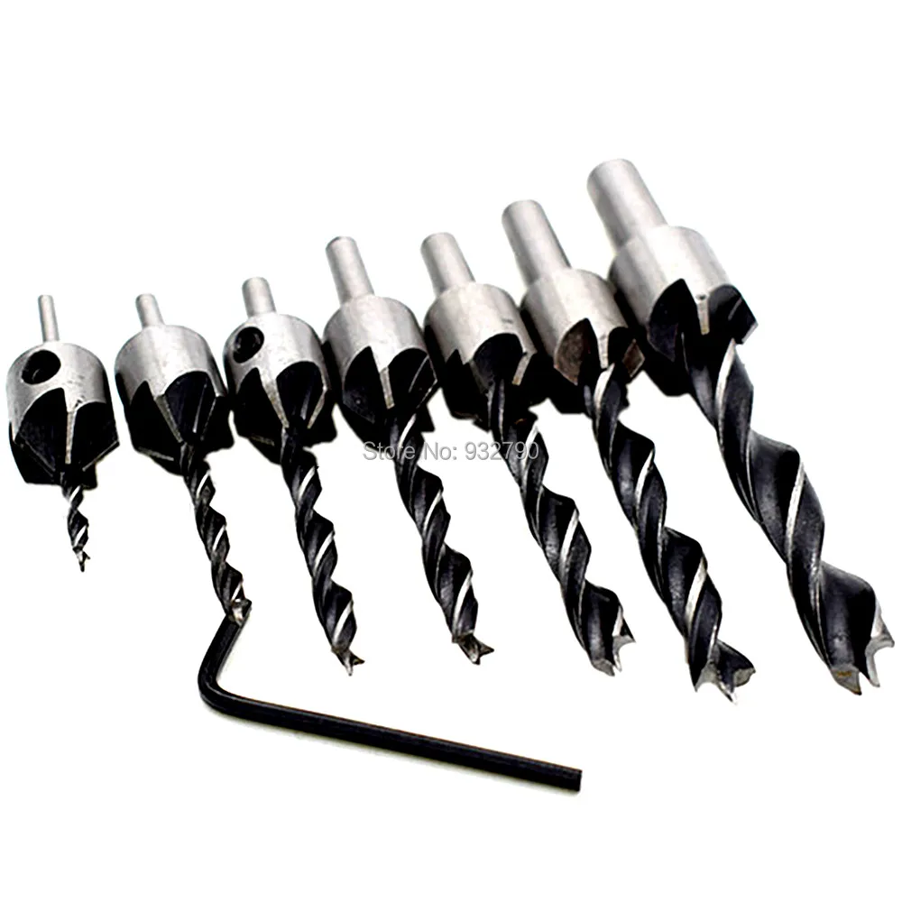 7pcs Countersink Bit Counter Sink Drilling Timber Wood Screw Hand or Power Tools Wood Drill Bit
