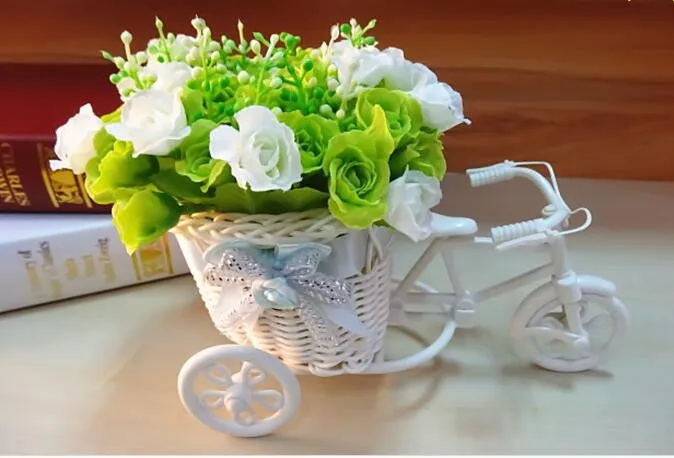 Handmade Rattan Vase Basket Bike Artificial Flower Pack Wedding Decoration  (3)
