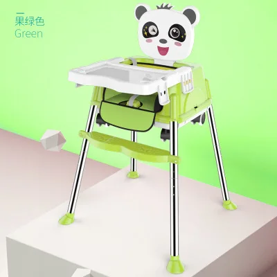 Мультфильм Отрегулируйте высокие стулья для кормления для малышей панда складной портативный ребенок стул со столиком для кормления Стул ableor - Цвет: chair and cushion