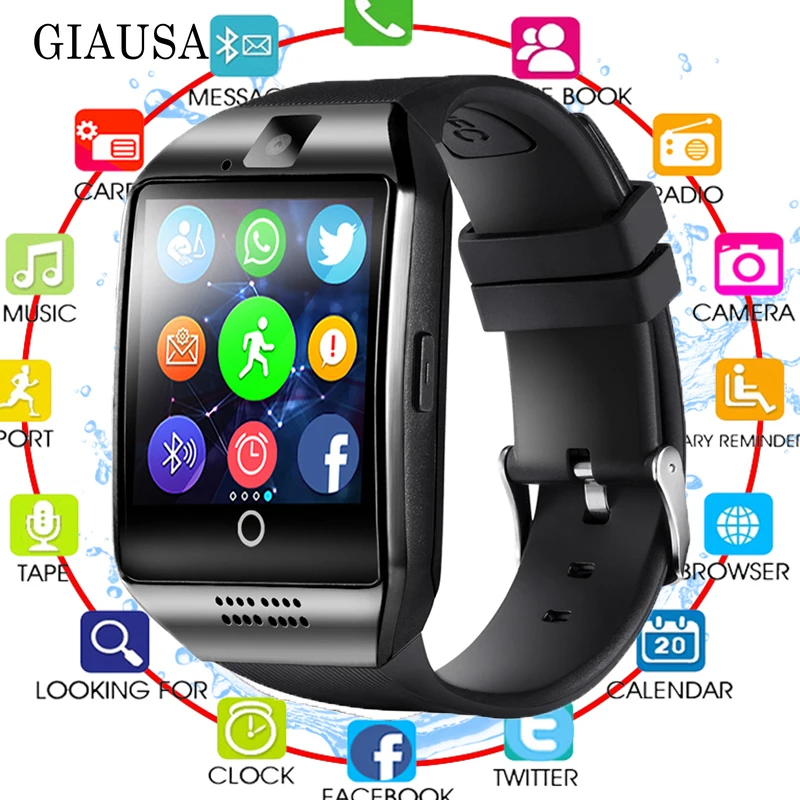

Fashion Bluetooth Smart Watch Men Q18 with Touch Screen Big Battery Support TF Sim Card Camera for Android Phone Smartwatch