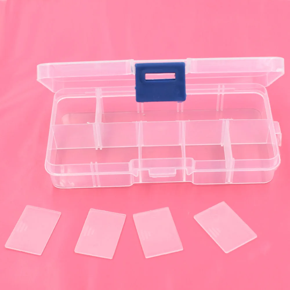 

5pcs/lot . buttons .eyelets storage. Adjustable Plastic 10/15 Compartment Storage Box. Jewelry Earring Bin Case Container. Boxes
