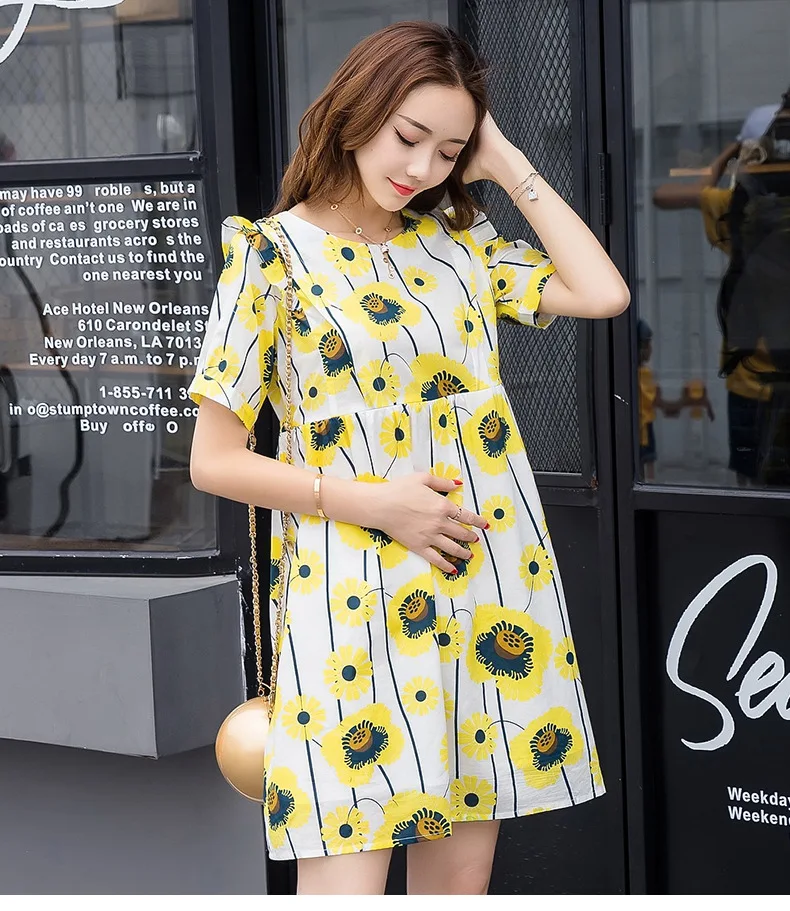 Summer Breastfeeding Nursing Dresses Ties Waist Floral Printed Maternity Clothing Pregnancy Photography Dress For Pregnant Women