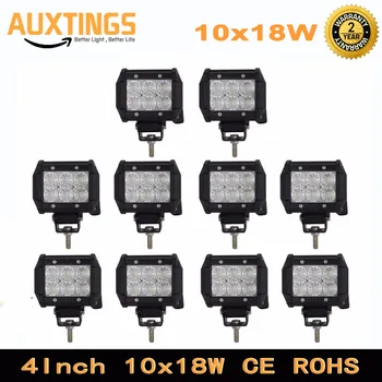 

10PCS 4inch offroad led light bar 18w led work lamp spot flood driving light 12v 24v offroad truck trailer 4X4 led work light