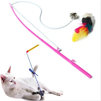 

Pet cat toy Cute Design Steel Wire Feather Teaser Wand Plastic Toy for cats Color Multi Products For pet