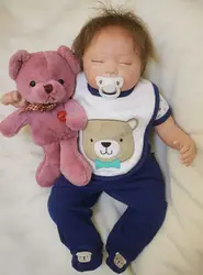 Reborn Baby Doll 22 дюймов 55 см силиконовые виниловые куклы девушки коренится мохер ткань телу жив Reborn Baby Doll Chiristmas подарок для детей