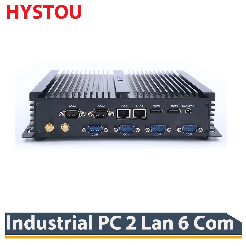 HYSTOU безвентиляторный промышленный мини-ПК Windows 10 i7 4500u i5 i3 CPU 2 * Intel Gigabit Lan 6 RS232