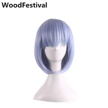 sky blue/pink wig short anime wigs cosplay short bob wigs with bangs straight wig synthetic hair heat resistant WoodFestival цена sky blue/pink wig short anime wigs cosplay short bob wigs with bangs straight wig synthetic hair heat resistant WoodFestival цены онлайн