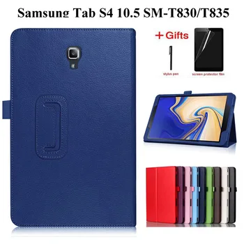 

Litchi style PU Leather Case For Samsung Galaxy Tab S4 10.5 SM-T830 T835 T837 cover For Samsung Tab S4 10.5 inch case+film+Pen