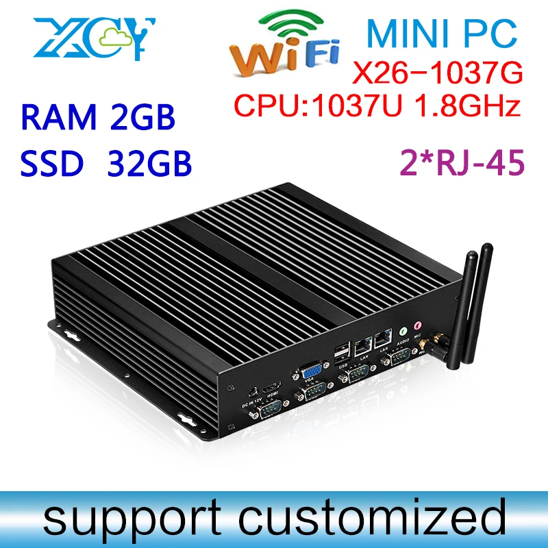  1 personal network computers, support VGA and HDMI simultaneous, XCY X26-1037G 2G RAM 320G HDD WIFI  fanless computers 