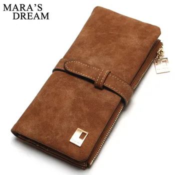 

Mara's Dream 2019 Women's New Solid Color Fashion Wallet Retro Matte Leather Zipper Wallet Women's Long Wallet Card Package ID
