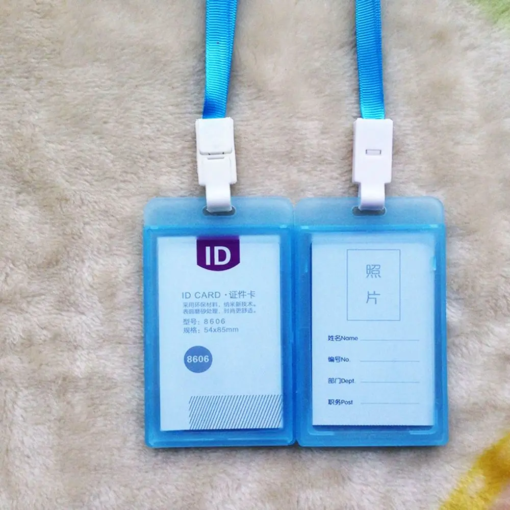 

1PC Hard Plastic Business Work ID Bus Card Badge Case Credit Cover Holder Cover Neck Strap Lanyard Safety Smart Protect Cover