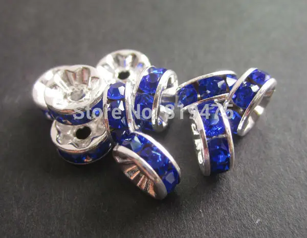 Бусины серебряные круглые из горного хрусталя 8 мм 50 шт./лот|crystal spacer|diy jewelry