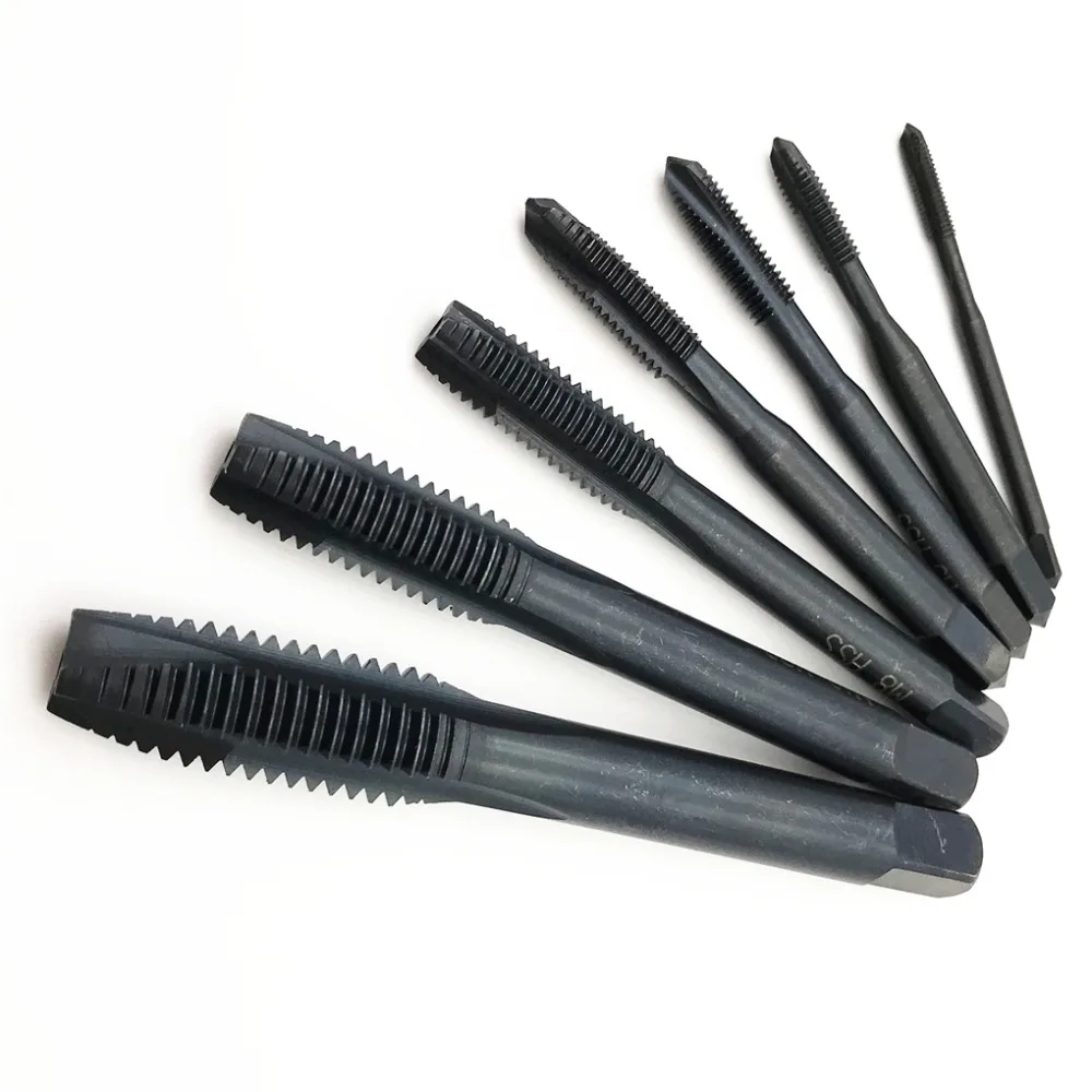 

7PCS/Set HSS Nitriding Machine Straight Fluted Screw Thread Metric Plug Hand Tap Drill Set M3 M4 M5 M6 M8 M10 M12 Hand Tools