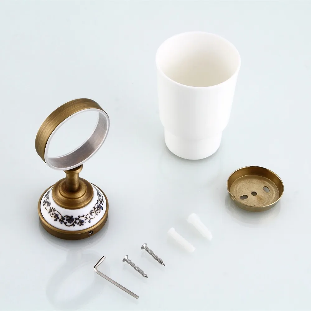 New Cup & Tumbler Holders Antique Tumbler Toothpaste Toothbrush Holder With sigle Ceramics Cups Bathroom Accessories 9223K