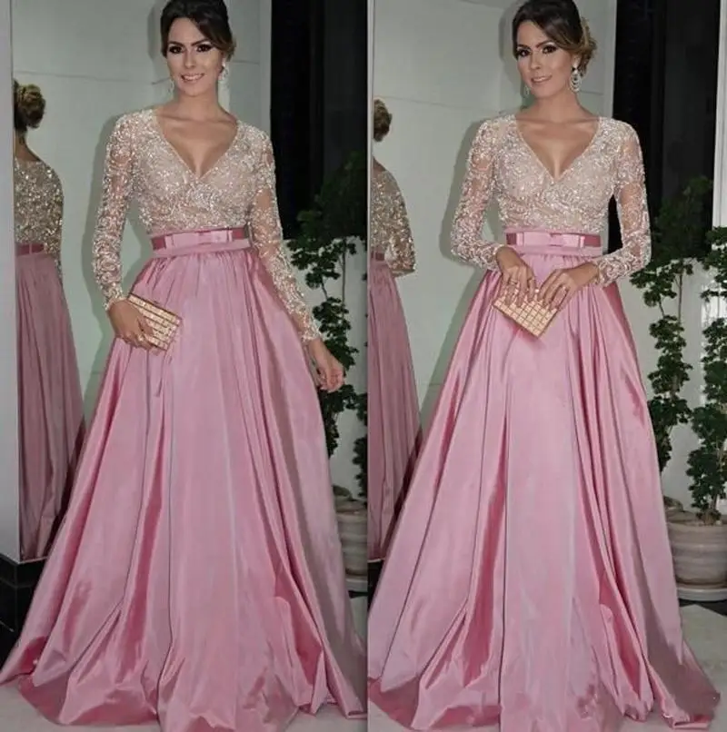 Сексуальное кружевное платье с длинными рукавами и пайетками в стиле Дубая, а-силуэт, официальное арабское вечернее платье для выпускного вечера, Платье de soiree, платья для матери невесты