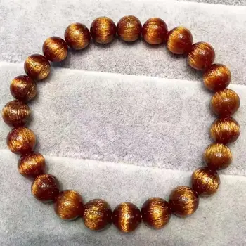 

Natural Copper Rutilated Quartz Cat Eye Crystal Beads Bracelet 7.5mm AAAAA
