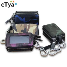ETya, мужская и женская сумка для ключей от автомобиля, кошелек из натуральной кожи, многофункциональный чехол для ключей, ключница, держатели, унисекс, брелок, органайзер, кошельки