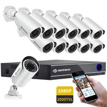 DEFEWAY 2000TVL 1080P HD камера видеонаблюдения системы безопасности домашнее Видеонаблюдение DVR комплект 16 CH ночного видения Всепогодный Открытый