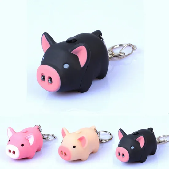 

New Super Bright Lovely Pig Key Chain Animal With LED Light Hot Sound