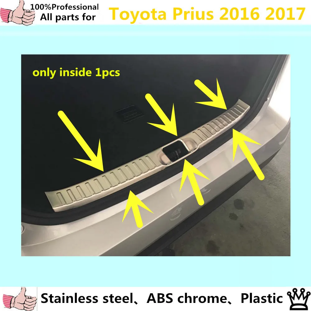 Car body styling cover Stainless Steel Inner built Rear Bumper trim plate lamp pedal moulding 1pcs for Toyota Prius 2016 2017 for porsche cayenne 2015 stainless steel outer rear bumper foot plate trim 1pcs car styling