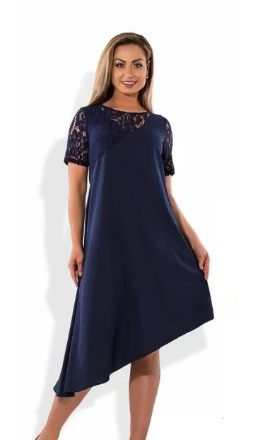 Весеннее платье размера плюс, Летнее мини платье, сексуальные вечерние платья бодикон, 5XL 6XL, большое женское кружевное платье черного цвета, женское платье - Цвет: Тёмно-синий