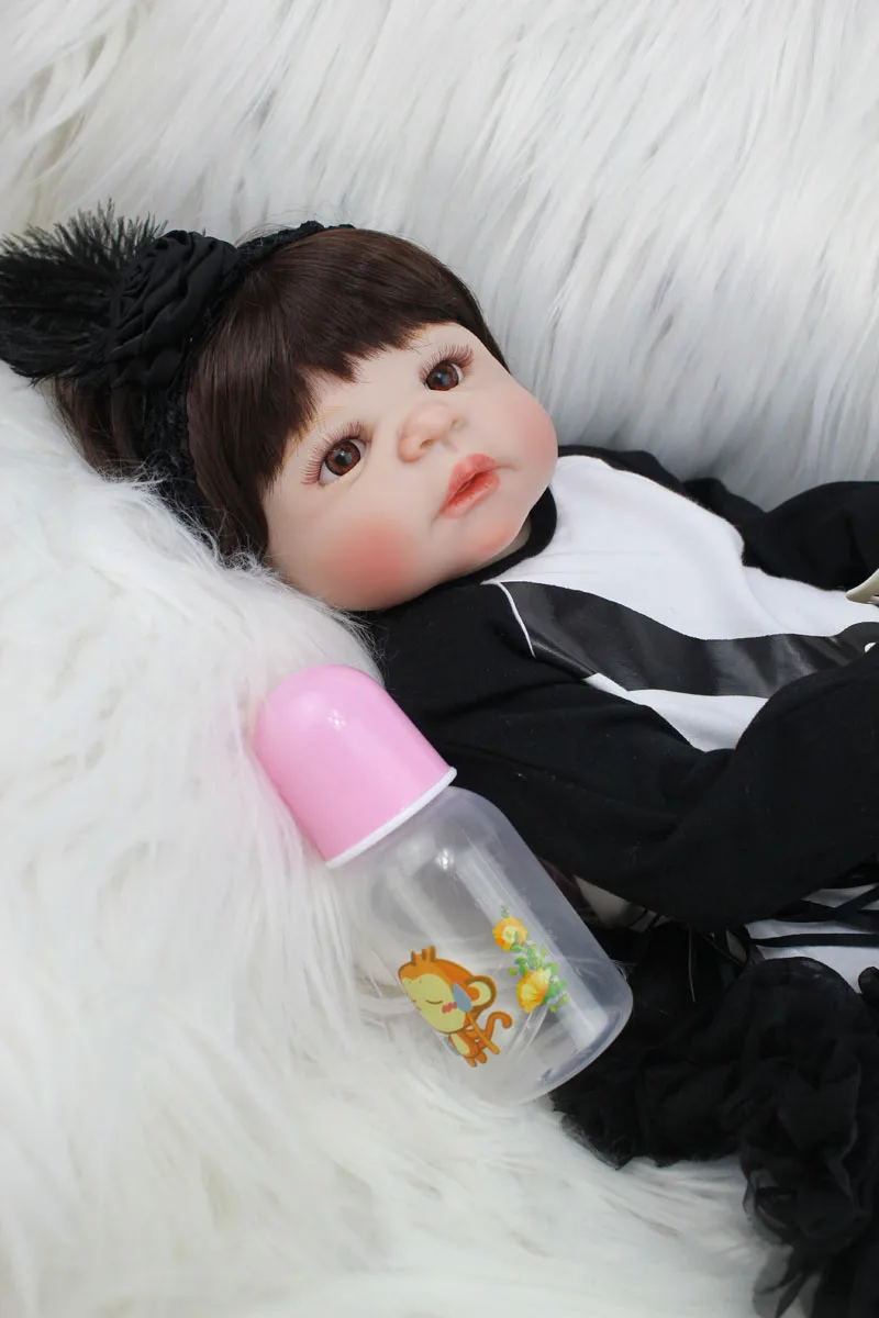 55 см полный силиконовый корпус Reborn Baby Doll Реалистичного 22 "винил новорожденный принцессы для маленьких девочек младенцев прекрасный