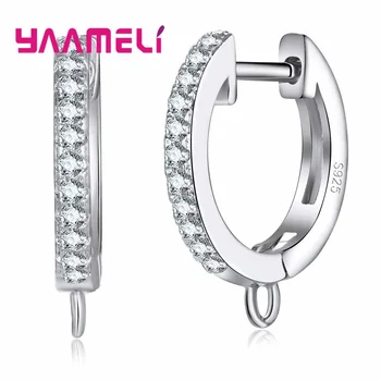 

High-End Findings For DIY Women Hoop Earring Jewelry Making 925 Sterling Silver Accessories Component With Clear Zircons