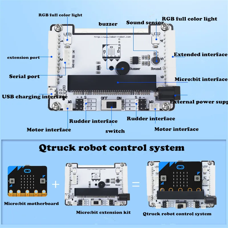 DIY micro: набор интеллектуальных роботов для автомобиля Qtruck/pyton обучающий микробит программируемый робот для мобильного телефона приложение для управления алюминиевым al