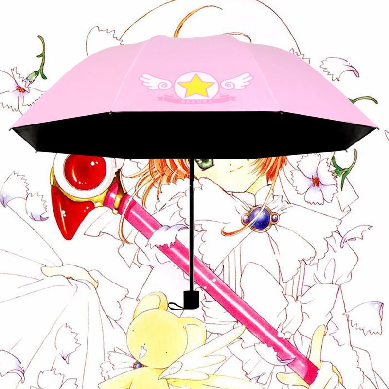 

New KINOMOTO SAKURA Girl Anime Umbrella Kids Sunny Rain Umbrellas Women Parapluie Student Girls Paraguas Plegable Gifts