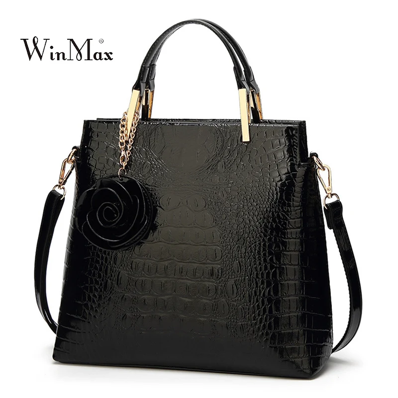 

Crocodile Leather Women Handbag Luxury Designer Tote Bag Female Shoulder Bag Flower Messenger Bags For Women 2018 Bolsas Quality