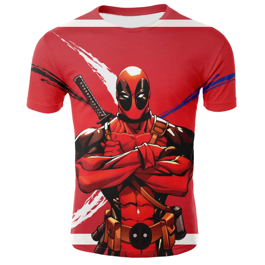 

Comic Marvel Avengers T Shirt Men Superhero Hot Anime Man Tshirt Summer Novelty Deadpool 3D Print Funny Tee a france footballer